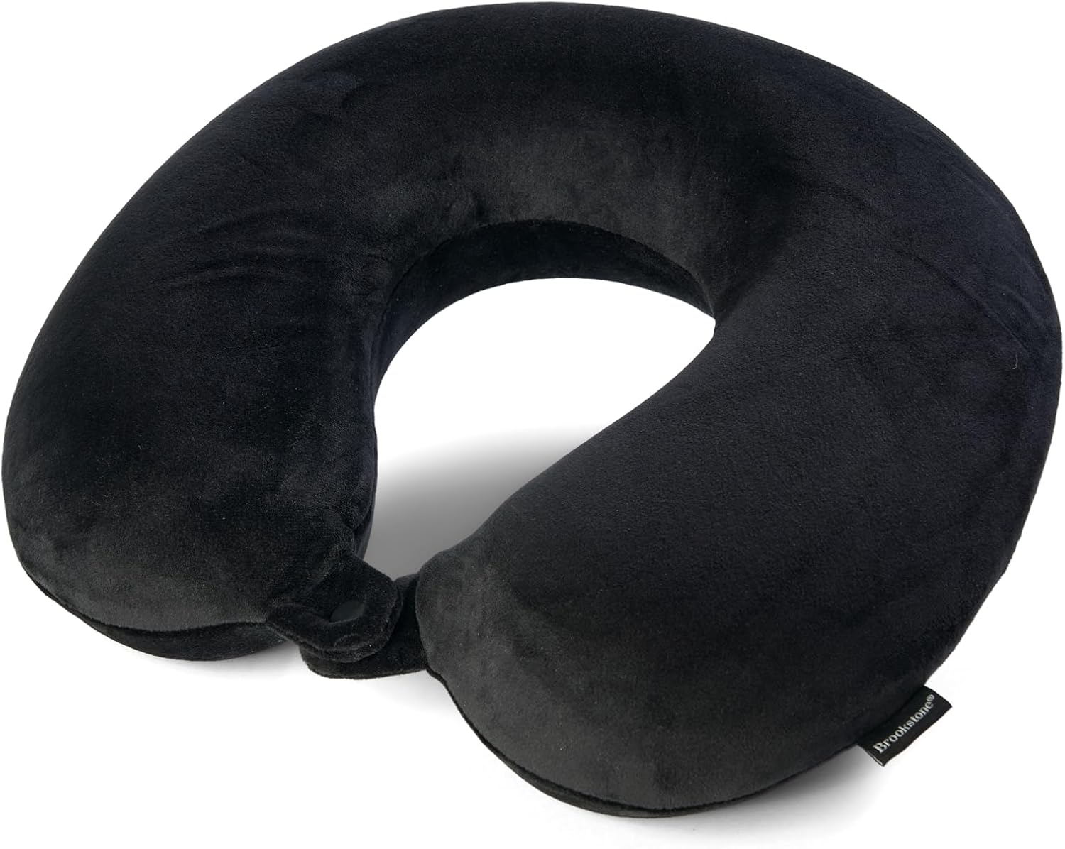 Broosktone Travel Neck Pillow - Lightweight Fleece Casing Extra Comfort Memory Foam - U-Shaped Neck Pillow for Travelling, Black
