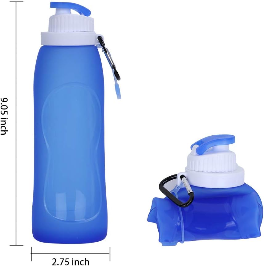 Collapsible Water Bottles(2 Count), MCOMCE Foldable Water Bottles for Travel & Collapsable Water Bottle with Clip for Backpack, Portable Silicone Water Bottle, Collapse Water Bottles for Travel - Image 2