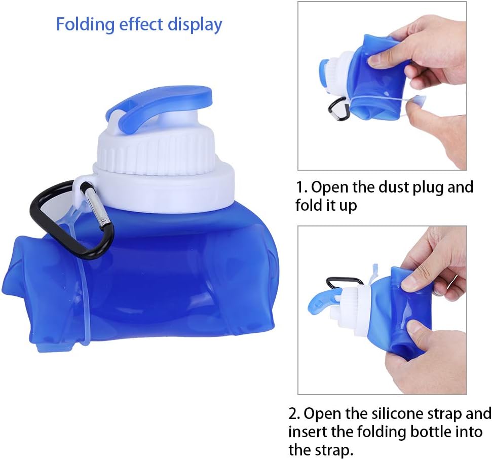 Collapsible Water Bottles(2 Count), MCOMCE Foldable Water Bottles for Travel & Collapsable Water Bottle with Clip for Backpack, Portable Silicone Water Bottle, Collapse Water Bottles for Travel - Image 4