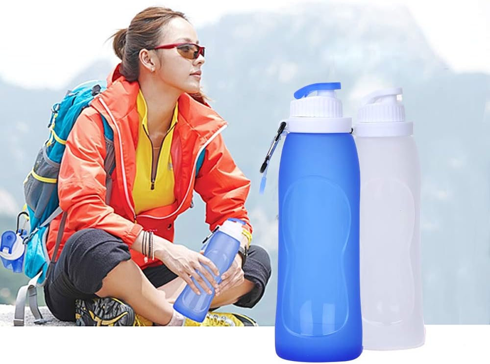 Collapsible Water Bottles(2 Count), MCOMCE Foldable Water Bottles for Travel & Collapsable Water Bottle with Clip for Backpack, Portable Silicone Water Bottle, Collapse Water Bottles for Travel - Image 5