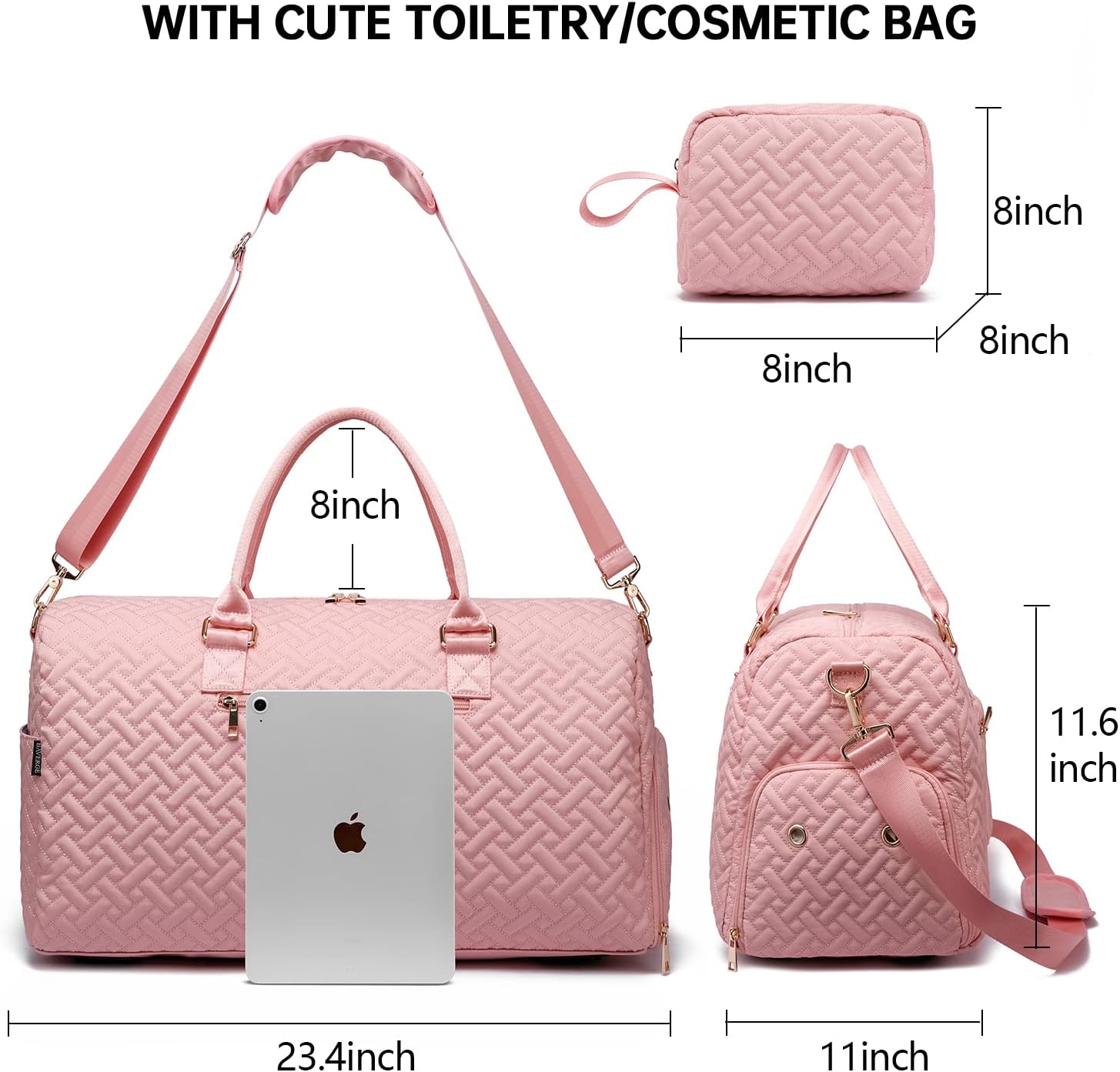 Duffle Bag for Travel, Weekender Bag with Shoe Compartment, Carry On Overnight Bag for Women with Toiletry Bag, 50L Gym Bag with Wet Pocket, Hospital Bags for Labor and Delivery - Image 2