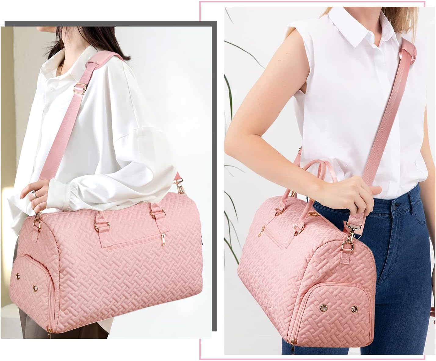 Duffle Bag for Travel, Weekender Bag with Shoe Compartment, Carry On Overnight Bag for Women with Toiletry Bag, 50L Gym Bag with Wet Pocket, Hospital Bags for Labor and Delivery - Image 6