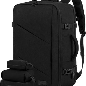 LOVEVOOK Travel Carry on Backpack, Large 40L Personal Item Travel Bag for Men & Women Flight Approved with 3 Packing Cubes, Suitcase Water Resistant Luggage Daypack Business Weekender Bag, Black