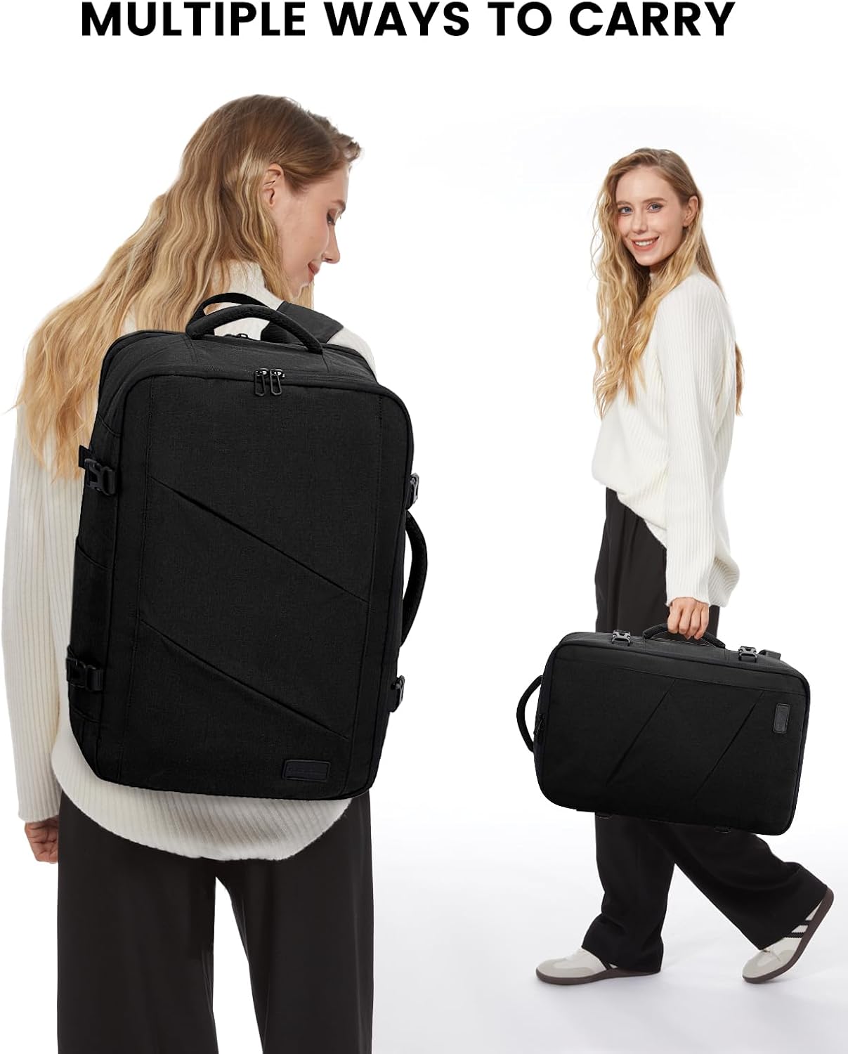 LOVEVOOK Travel Carry on Backpack, Large 40L Personal Item Travel Bag for Men & Women Flight Approved with 3 Packing Cubes, Suitcase Water Resistant Luggage Daypack Business Weekender Bag, Black - Image 7