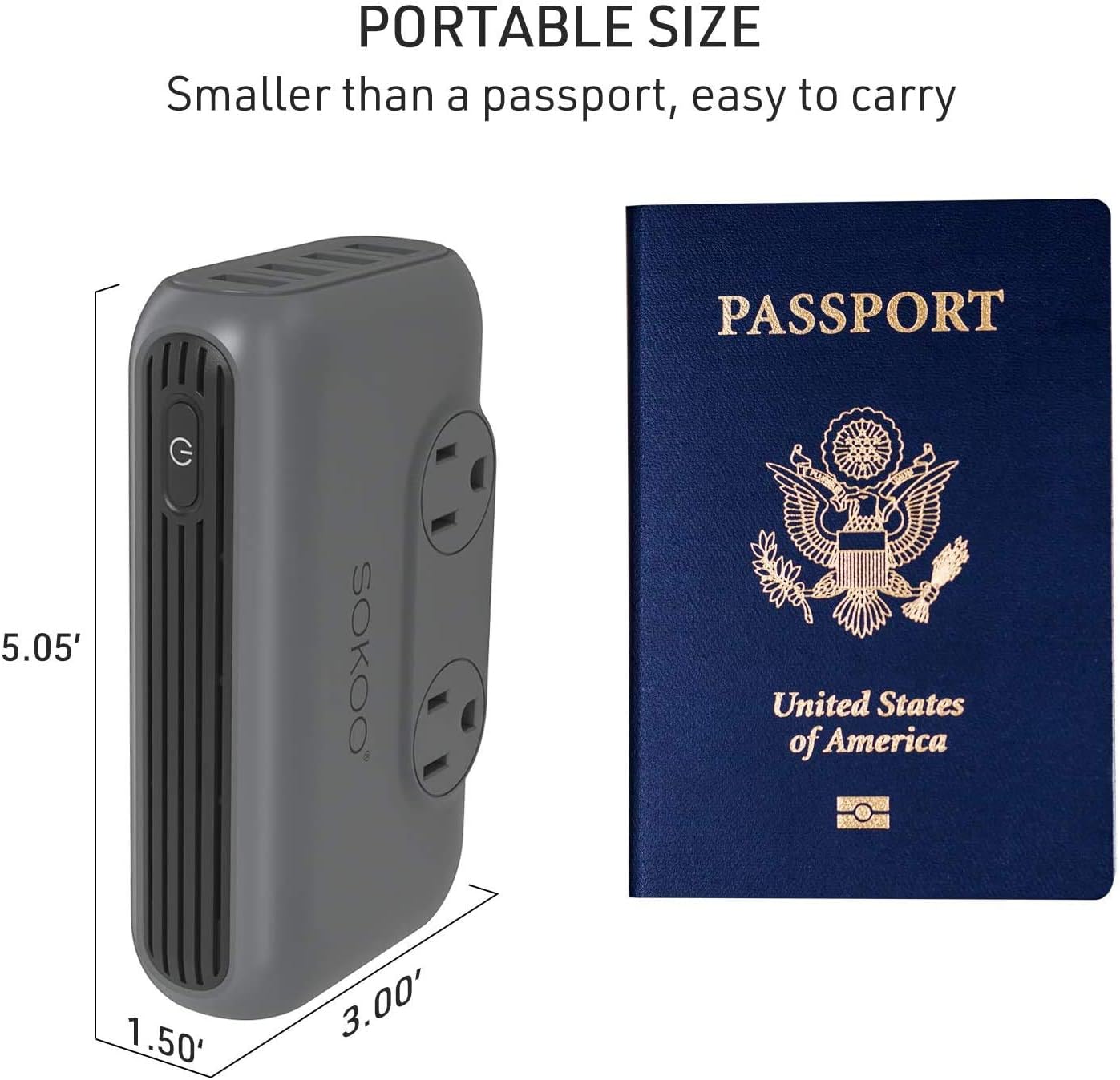 SOKOO 230-Watt Step Down 100-220V to 110V Voltage Converter, International Power Converter/Travel Adapter- Use for EU/UK/AU/US/India More Than 150 Countries, USB Quick Charger 3.0 (Grey) - Image 6